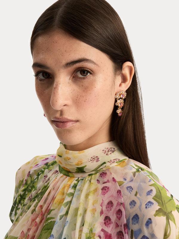 Oscar De La Renta Faceted Crystal Arch Drop Earrings