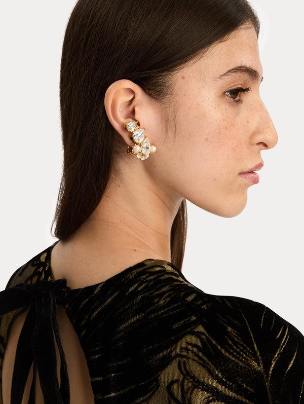 Oscar De La Renta Faceted Crystal Cuff Clip-On Earrings