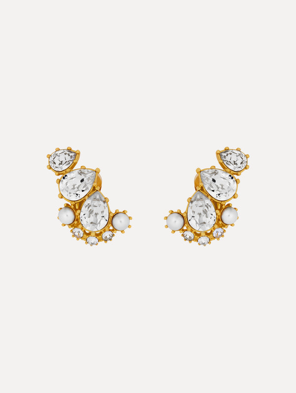oscar de la renta Faceted Crystal Cuff Clip-On Earrings