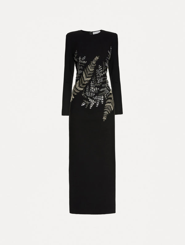 oscar de la renta Fern Embroidered Long Sleeve Gown