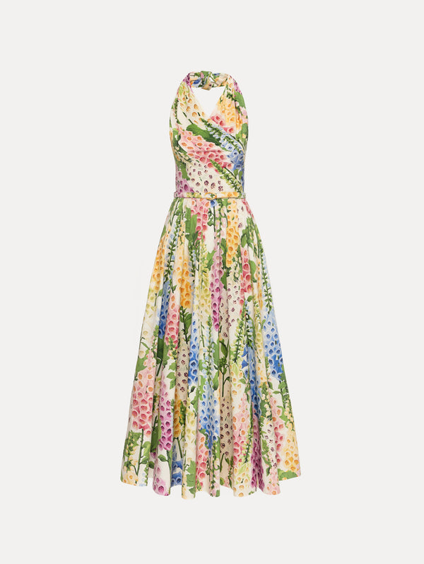 oscar de la renta Foxglove Cotton Poplin Halter Dress