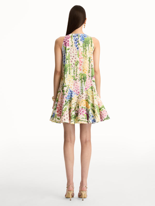 Oscar De La Renta Foxglove Cotton Poplin Trapeze Dress