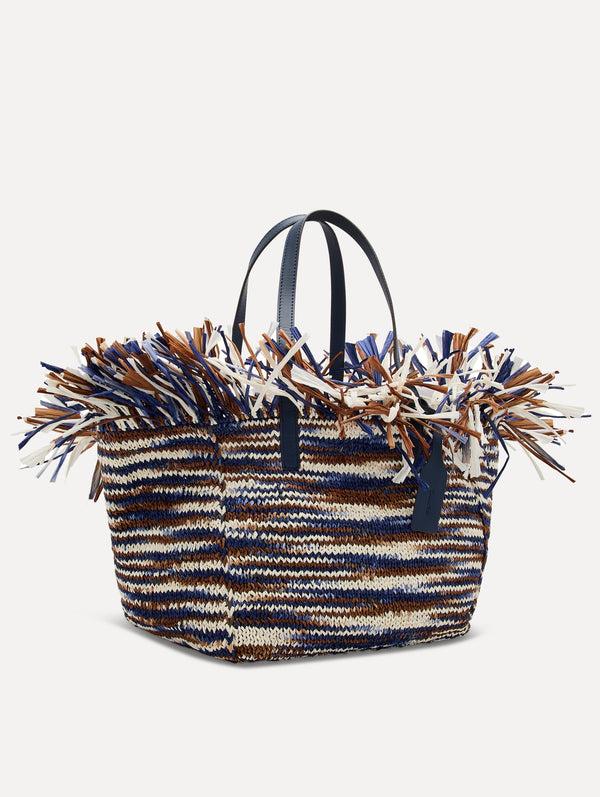 Oscar De La Renta Medium Raffia Crochet Square Tote