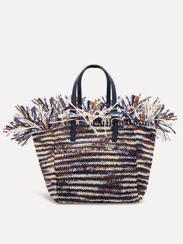 oscar de la renta Medium Raffia Crochet Square Tote