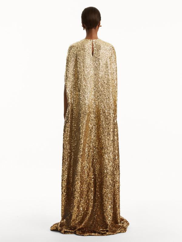 Oscar De La Renta Metallic Ombré Sequin Embroidered Caftan
