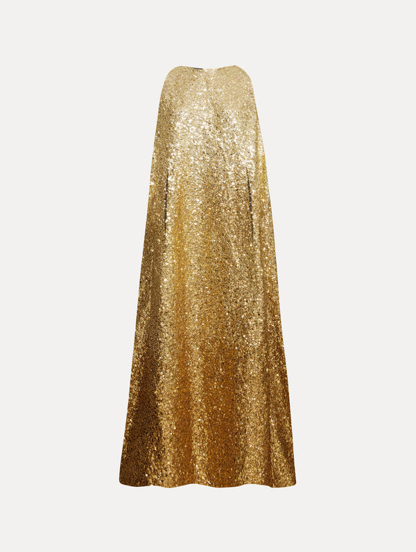 oscar de la renta Metallic Ombré Sequin Embroidered Caftan