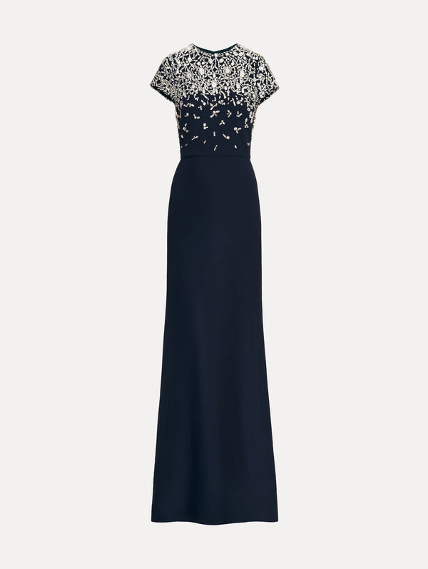 oscar de la renta Mosaic Crystal Embroidered Cady Gown