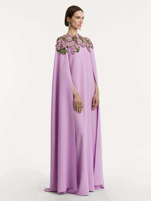 Oscar De La Renta Mosaic Sequin Floral Embroidered Caftan