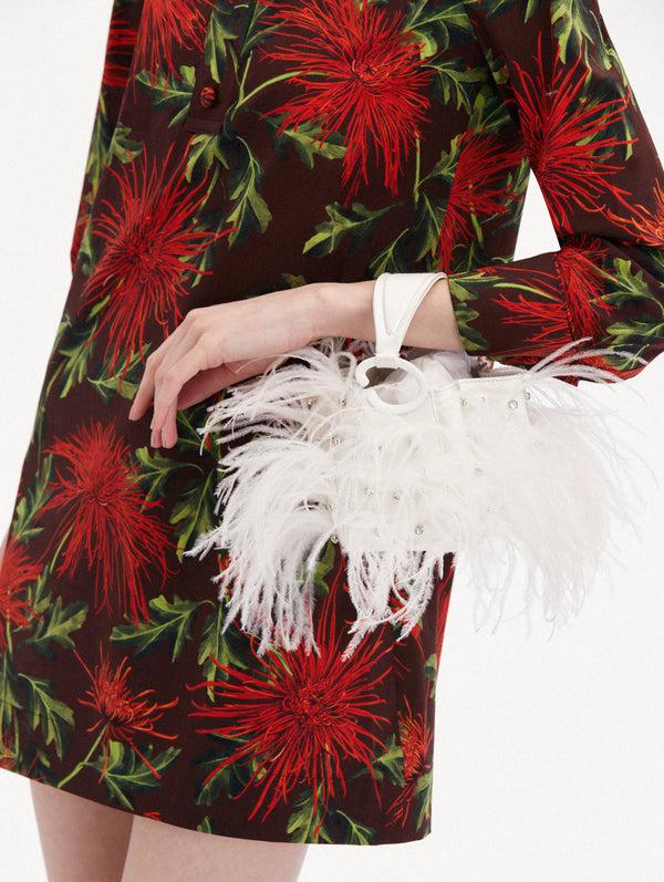 Oscar De La Renta Nano Ostrich Feather O Handle Bag