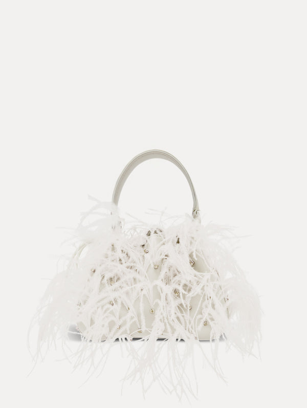 Oscar De La Renta Nano Ostrich Feather O Handle Bag