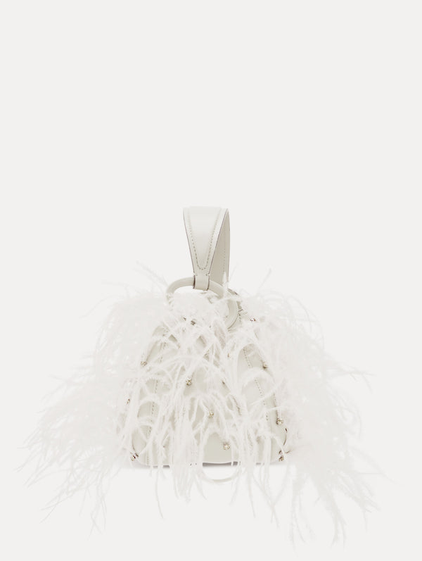 Oscar De La Renta Nano Ostrich Feather O Handle Bag