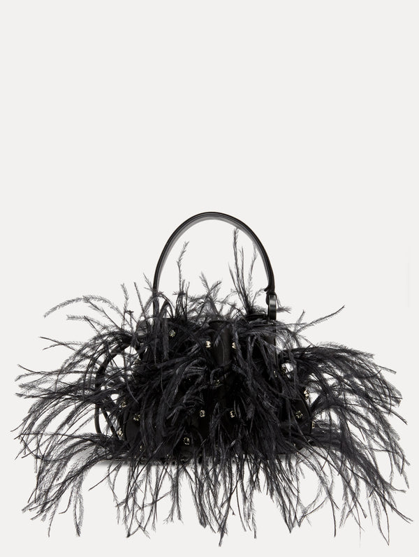 Oscar De La Renta Nano Ostrich Feather O Handle Bag