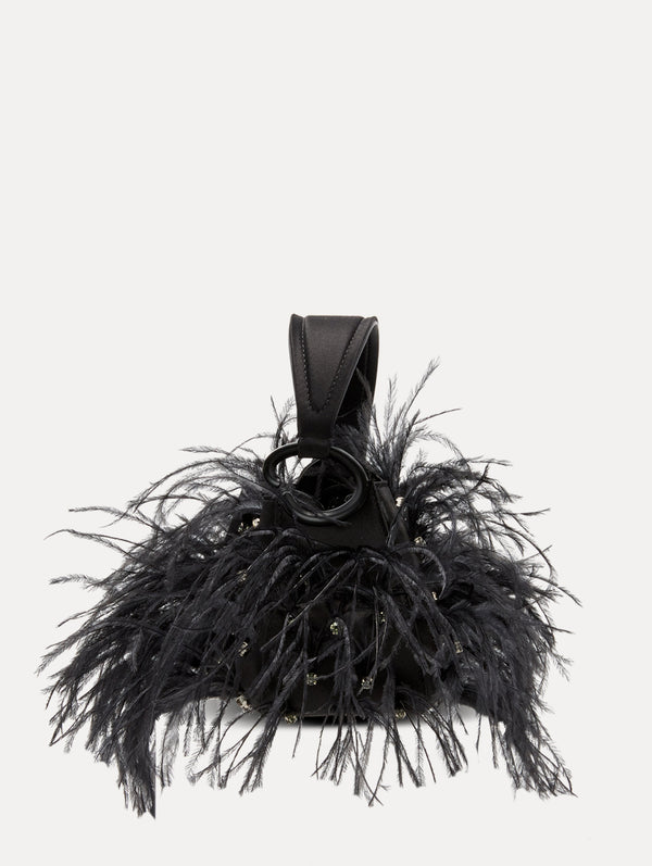 Oscar De La Renta Nano Ostrich Feather O Handle Bag