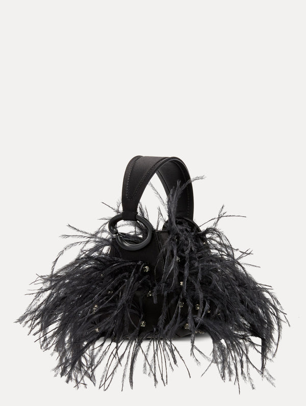 oscar de la renta Nano Ostrich Feather O Handle Bag