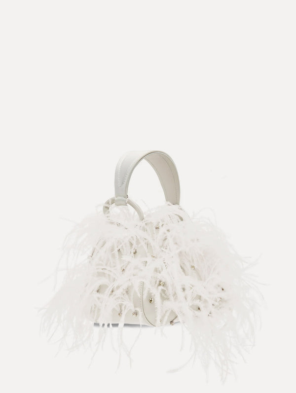 oscar de la renta Nano Ostrich Feather O Handle Bag