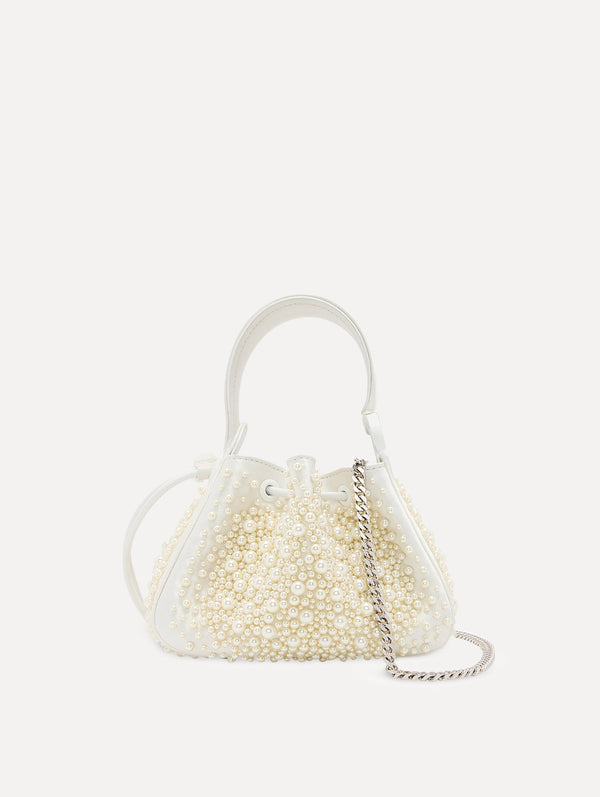 Oscar De La Renta Nano Pearl Embroidered O Handle Bag