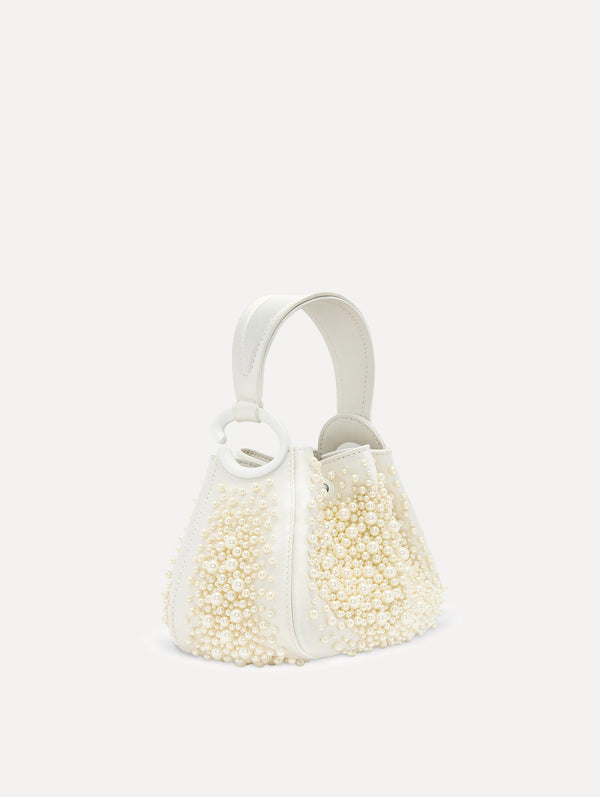 oscar de la renta Nano Pearl Embroidered O Handle Bag