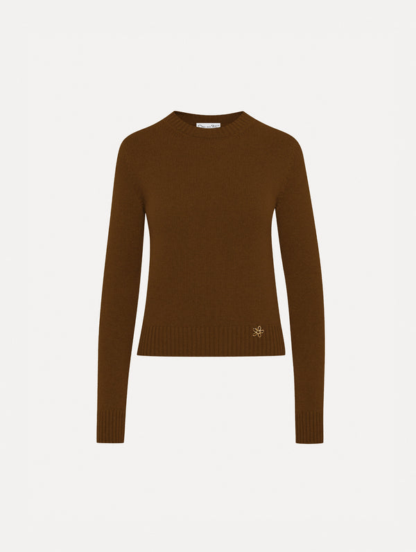 oscar de la renta O Flower Cashmere Pullover with Scarf