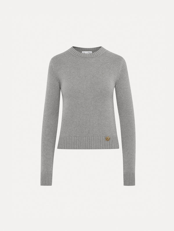 oscar de la renta O Flower Cashmere Pullover with Scarf