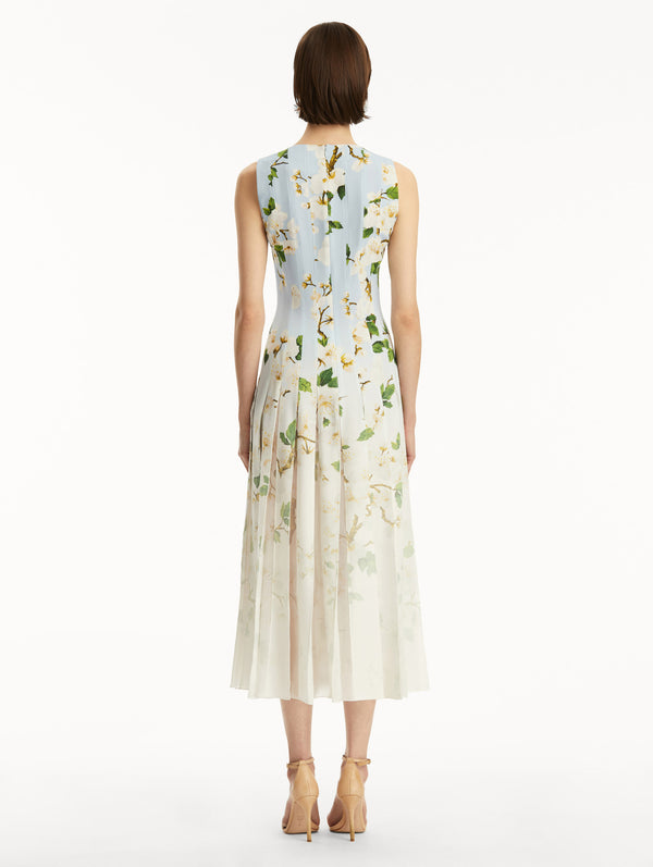 Oscar De La Renta Ombré Cherry Blossom Cady Inset Dress