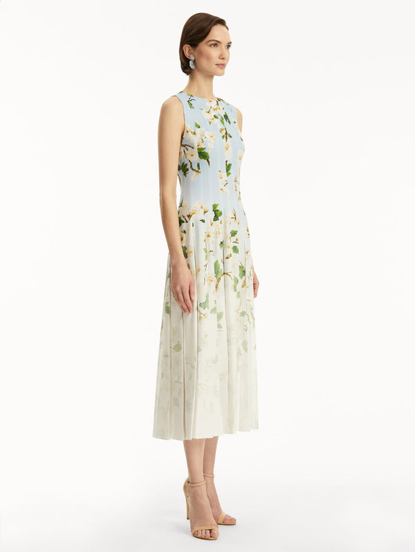 Oscar De La Renta Ombré Cherry Blossom Cady Inset Dress