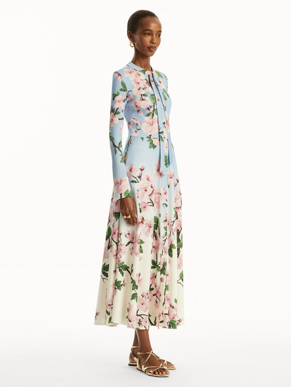 Oscar De La Renta Ombré Cherry Blossom Jersey Dress