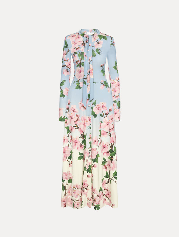 oscar de la renta Ombré Cherry Blossom Jersey Dress