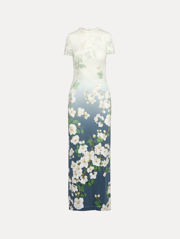 oscar de la renta Ombré Cherry Blossom Jersey Dress