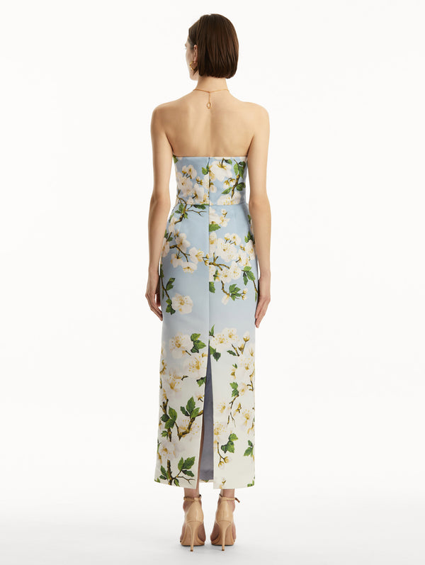 Oscar De La Renta Ombré Cherry Blossom Strapless Gown
