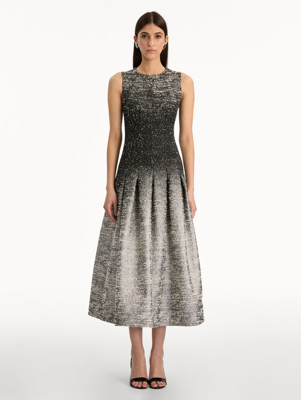 Oscar De La Renta Ombré Lurex Bouclé Jacquard Dress