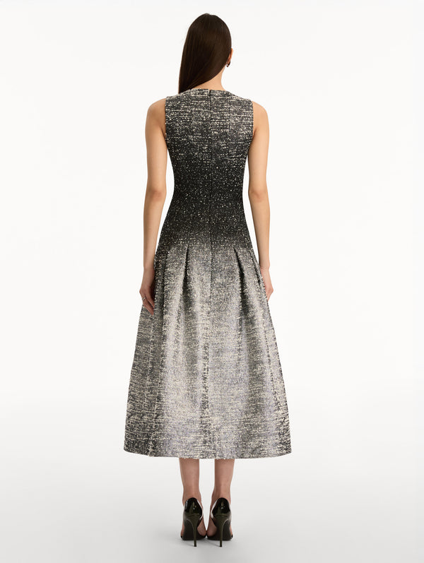 Oscar De La Renta Ombré Lurex Bouclé Jacquard Dress