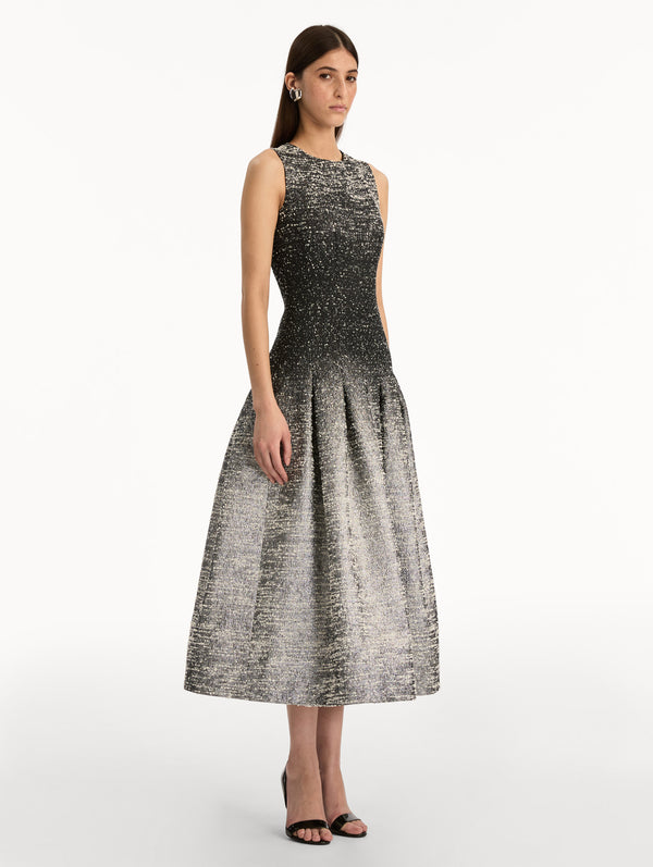 Oscar De La Renta Ombré Lurex Bouclé Jacquard Dress
