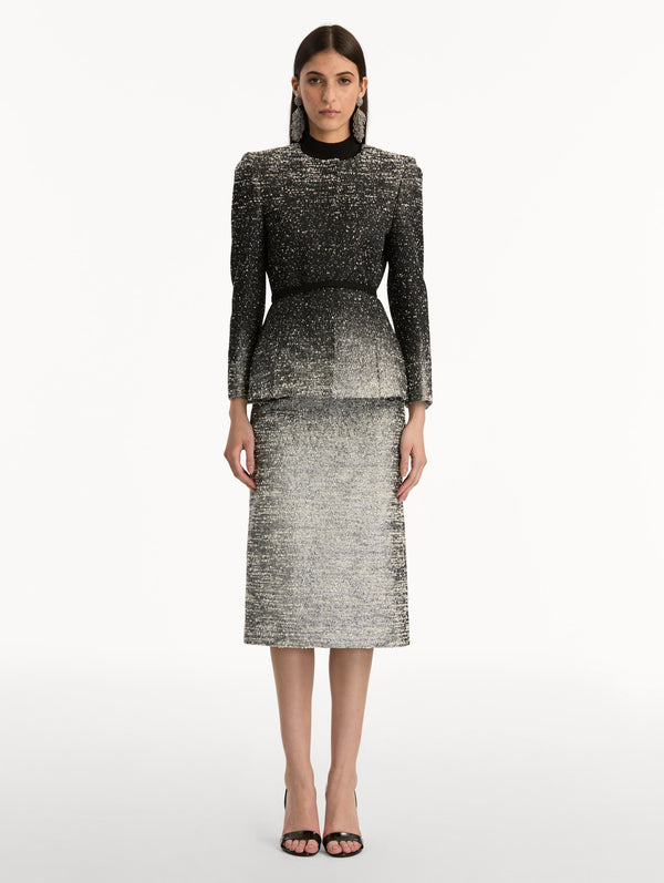 Oscar De La Renta Ombré Lurex Bouclé Jacquard Jacket