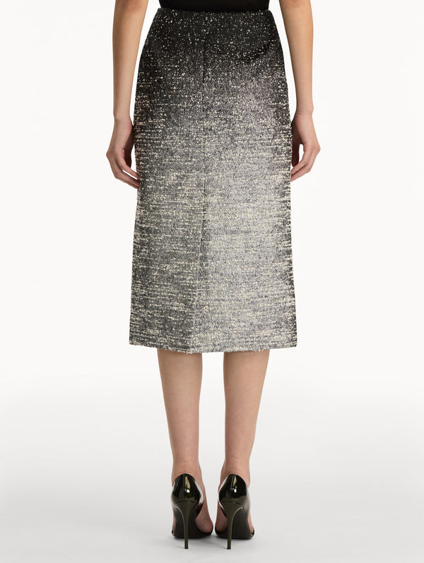 Oscar De La Renta Ombré Lurex Bouclé Jacquard Skirt