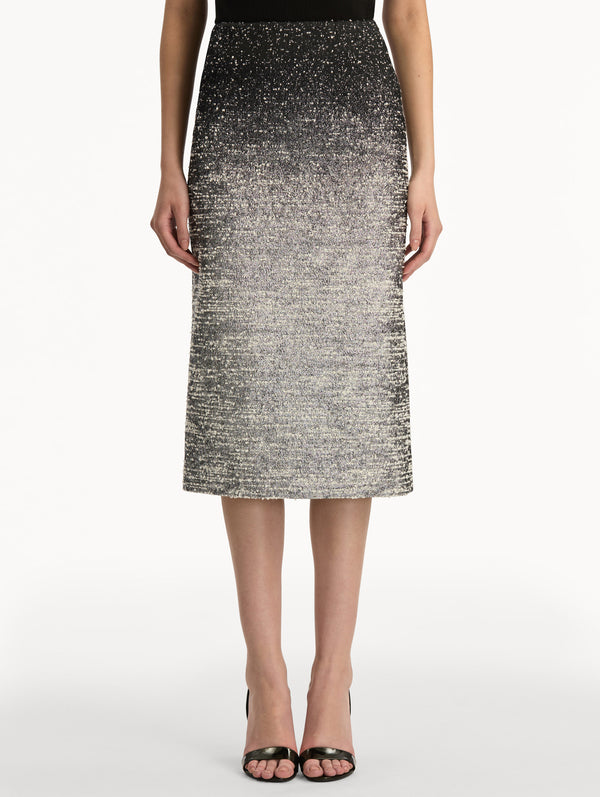 Oscar De La Renta Ombré Lurex Bouclé Jacquard Skirt