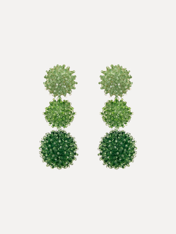 oscar de la renta Ombré Pompom Drop Clip-On Earrings