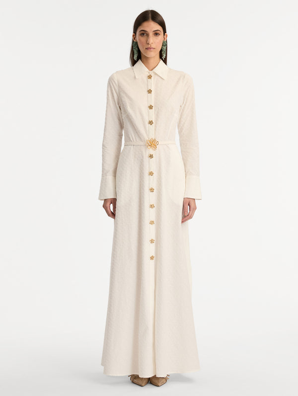 Oscar De La Renta Oscar Chain-Link Cotton Poplin Caftan