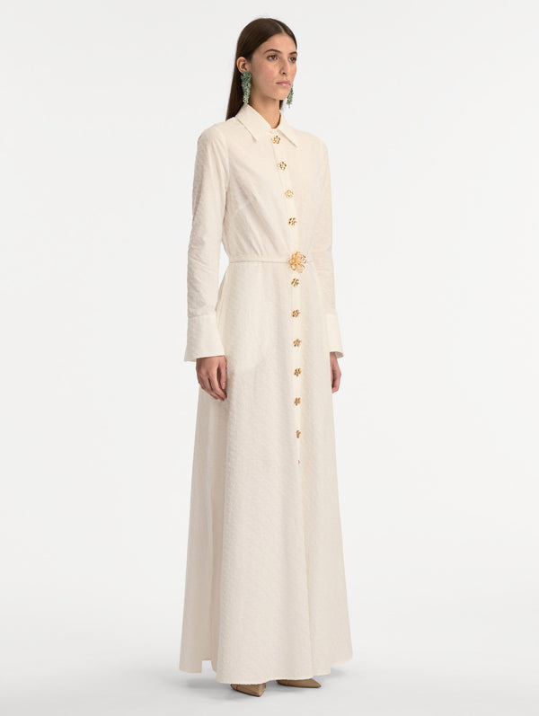 Oscar De La Renta Oscar Chain-Link Cotton Poplin Caftan