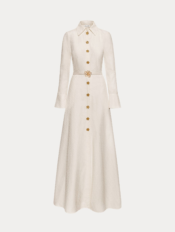 oscar de la renta Oscar Chain-Link Cotton Poplin Caftan