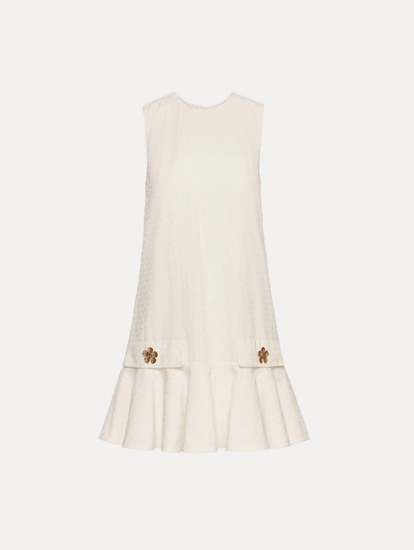 oscar de la renta Oscar Chain-Link Cotton Poplin Dress