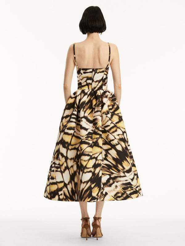 Oscar De La Renta Abstract Butterfly Faille Dress
