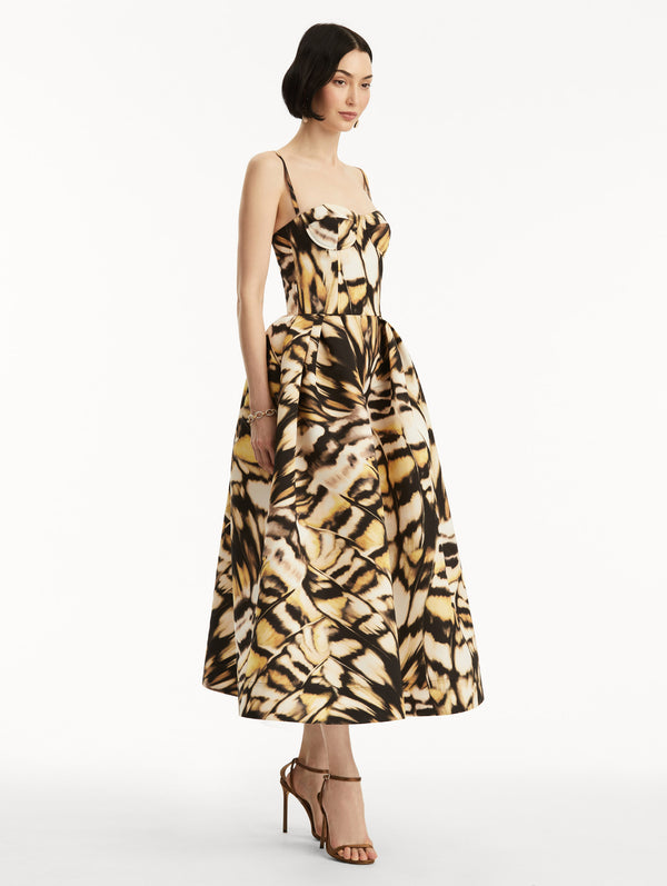 Oscar De La Renta Abstract Butterfly Faille Dress