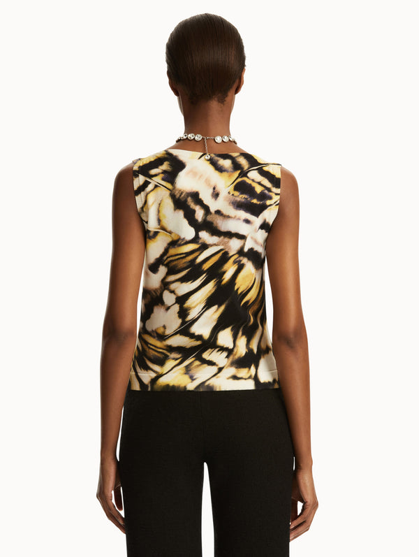 Oscar De La Renta Abstract Butterfly Printed Tank