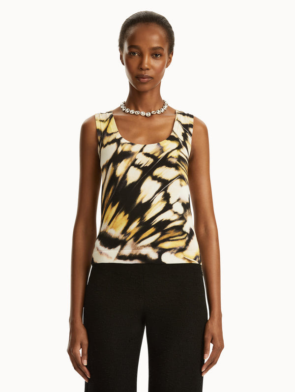 Oscar De La Renta Abstract Butterfly Printed Tank