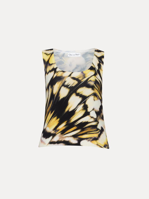 oscar de la renta Abstract Butterfly Printed Tank