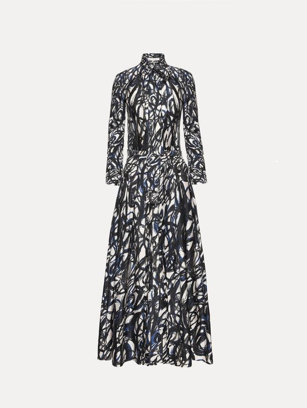 oscar de la renta Abstract Sketch Silk Twill Dress