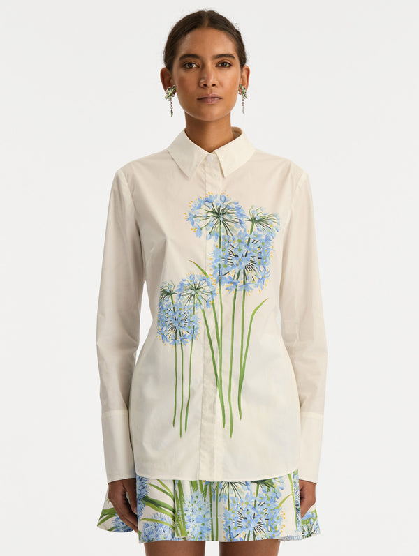 Oscar De La Renta Allium Cotton Poplin Blouse