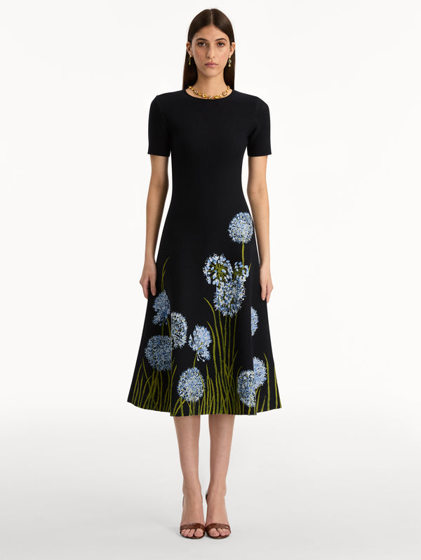 Oscar De La Renta Allium Jacquard Knit Dress