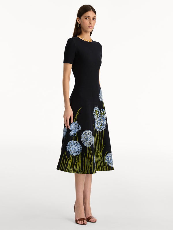 Oscar De La Renta Allium Jacquard Knit Dress