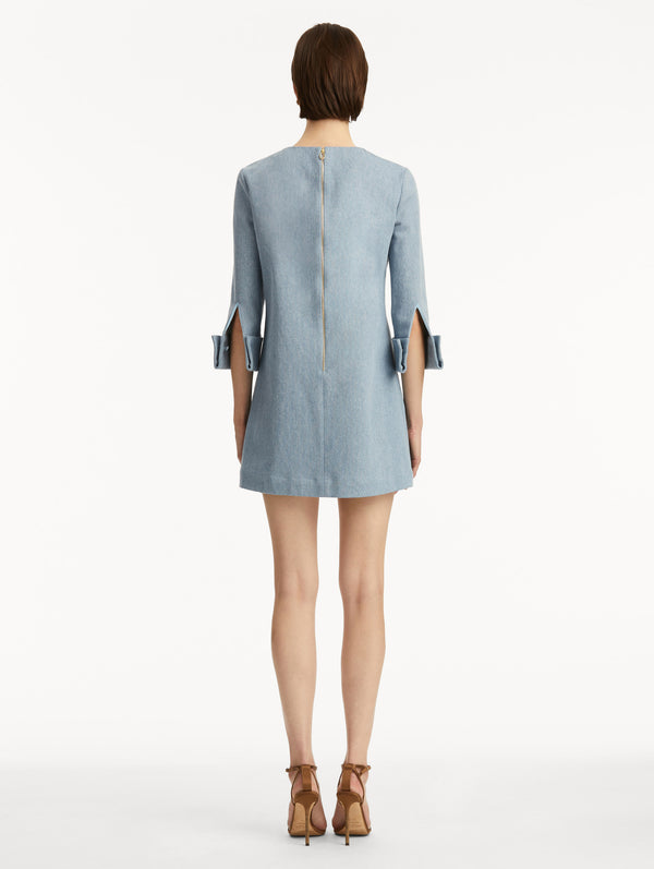 Oscar De La Renta Artichoke Denim Shift Dress